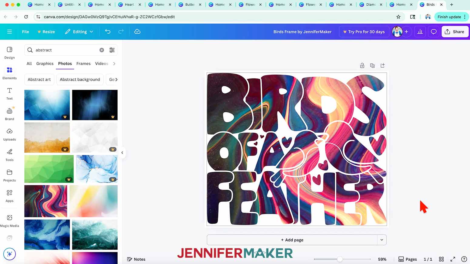Add a pattern to complex Canva frames to make the focus on the frame but be sure the pattern is not too busy.