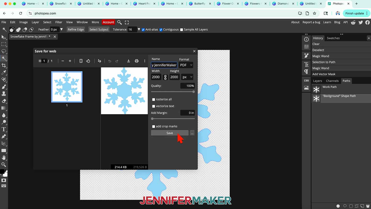 Save the edited Canva element file without changing any settings to use the PDF as a frame in Canva.