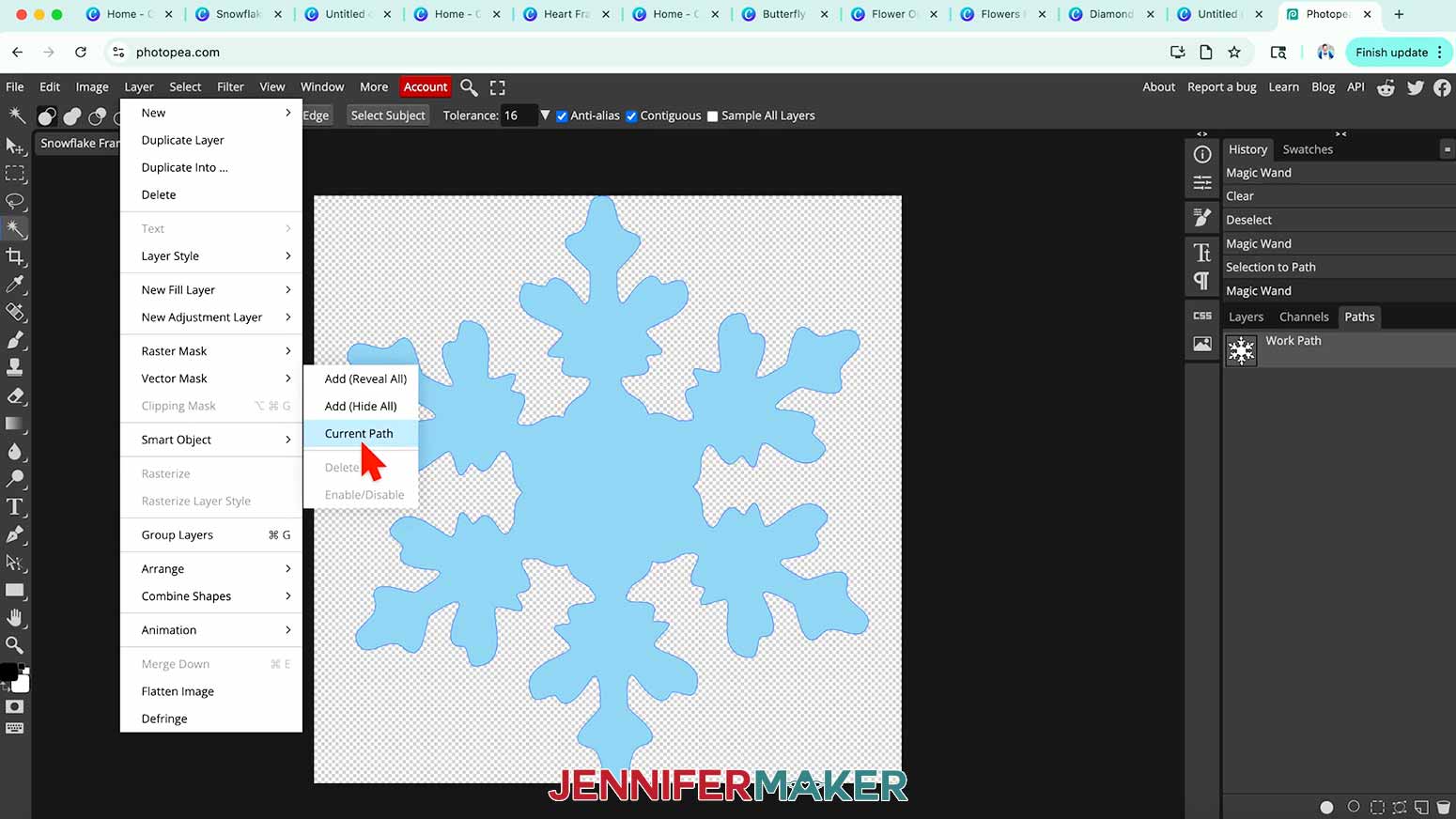 Select Vector Mask then Current Path to add a layer that will be the Canva frame piece.