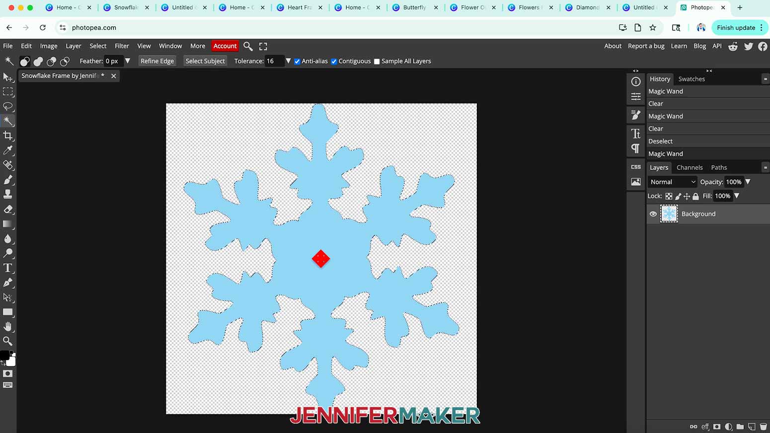Select the Canva element to make sure the correct area is ready to be turned into a Canva frame piece.