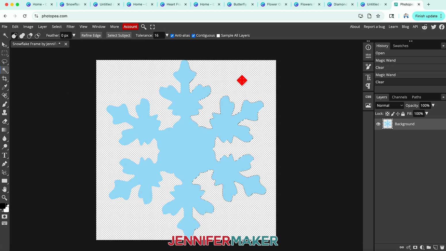 Select the background of the Canva element with the wand tool and delete it.