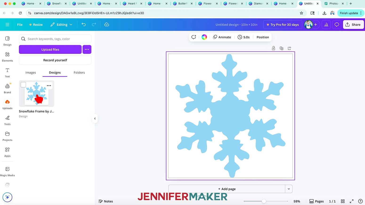 Upload and open the saved Photopea PDF in Canva to use it as a Canva frame.