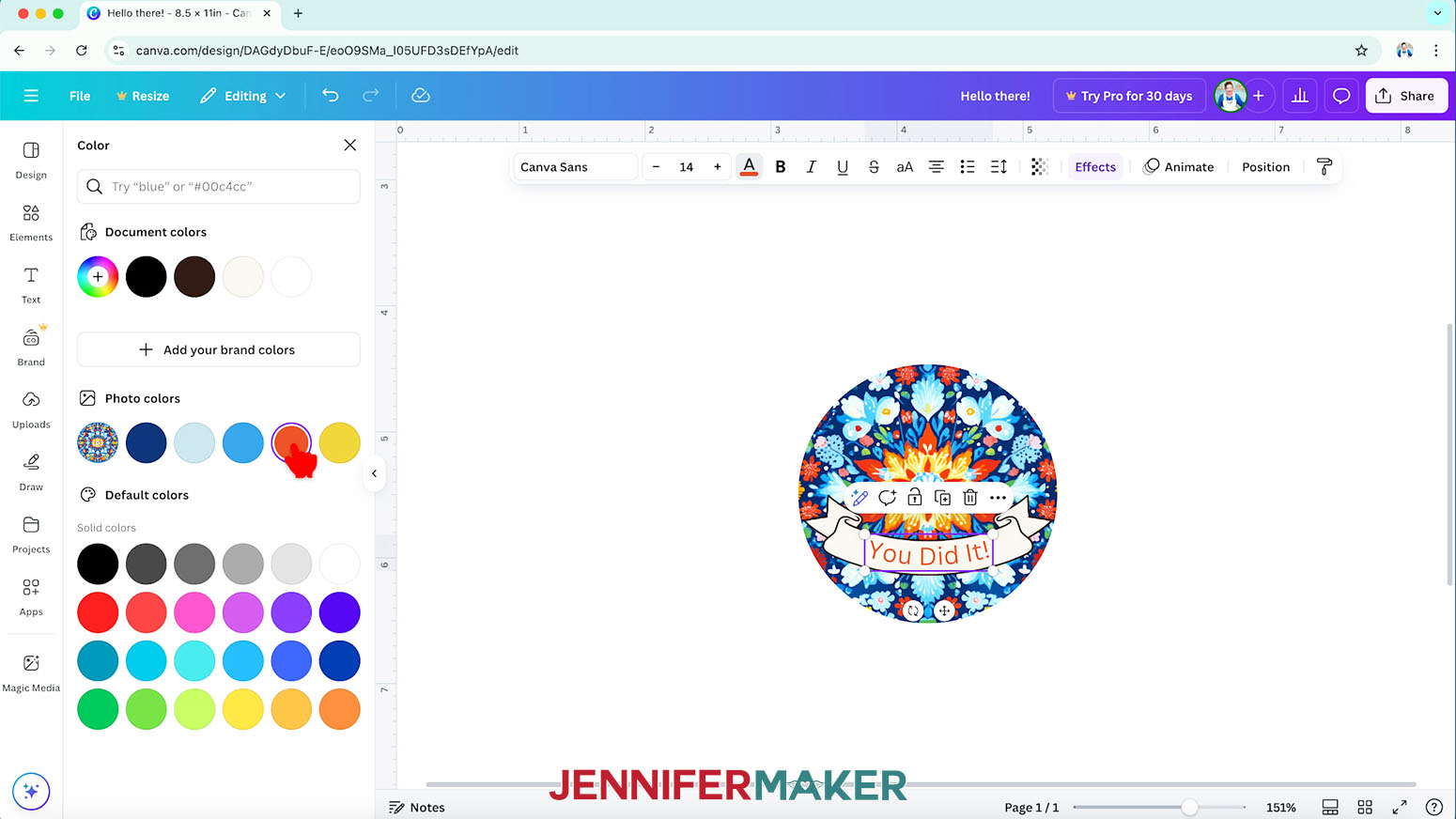 Look under the “Photo colors” section in Canva to see colors used in your background image.