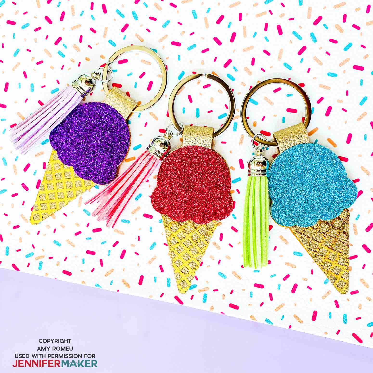 ice cream cone keychains by Amy Romeu