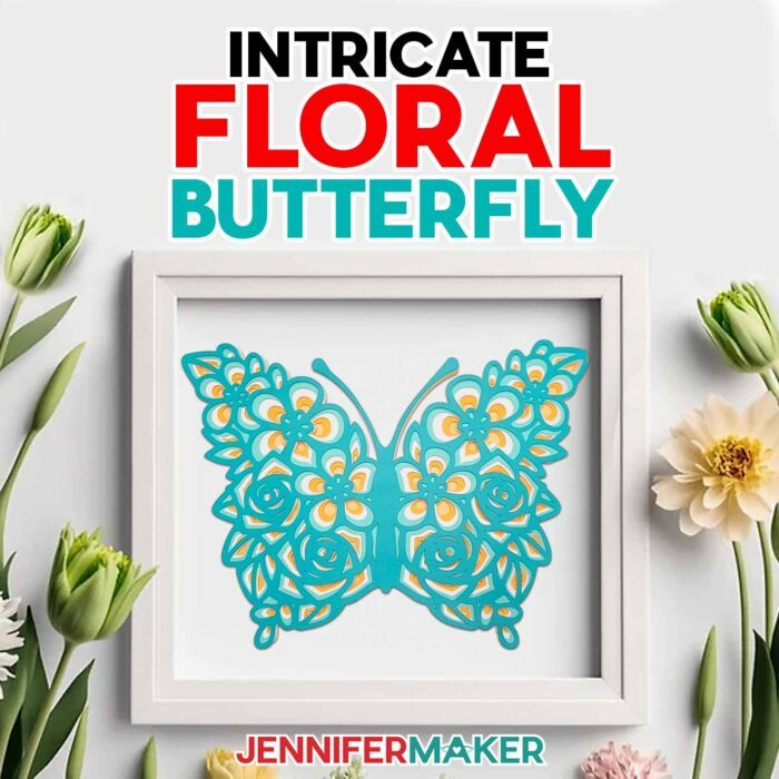 cut paper layered floral butterfly in a frame
