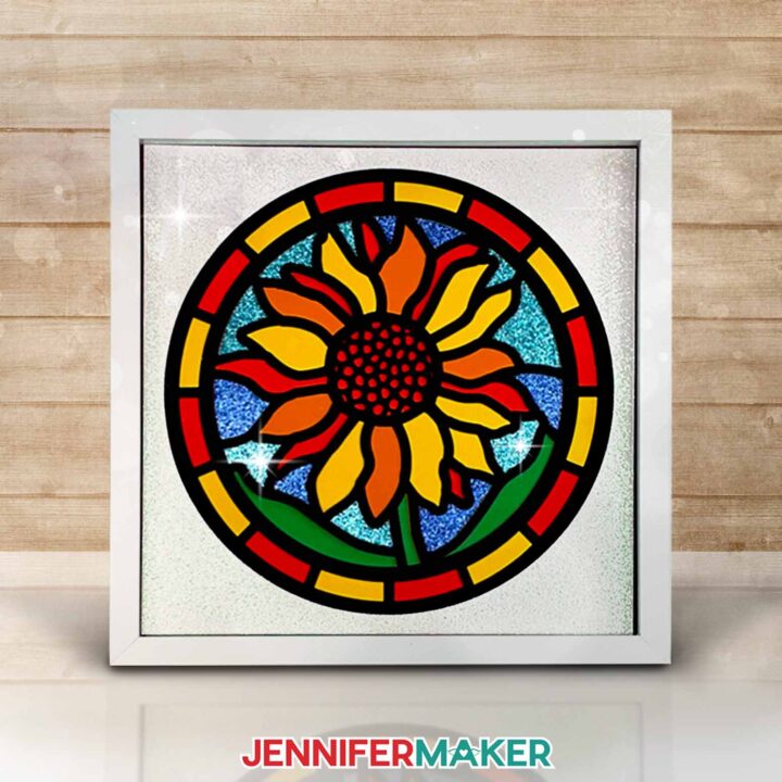 The completed and framed Sunflower design.