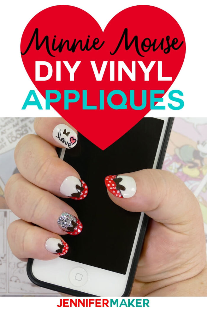 Minnie Mouse Nail Tips are easy to make with vinyl and your Cricut machine. These are perfect for your next Disney vacation. #cricut #cricutmade #svg #svgfile #disney #vinylprojects