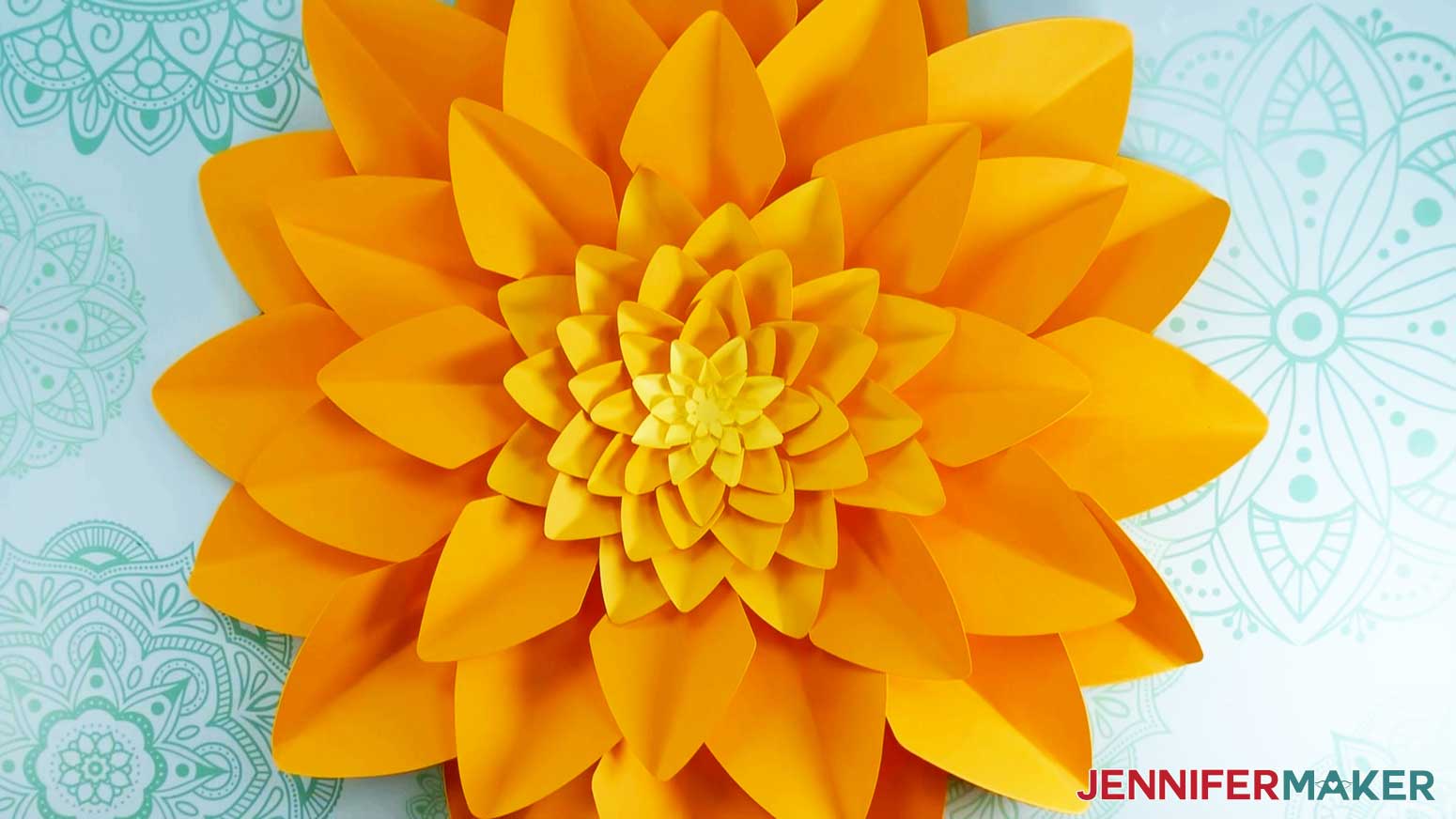 Image of assembled 18.5 inch broad petal Giant Paper Dahlia