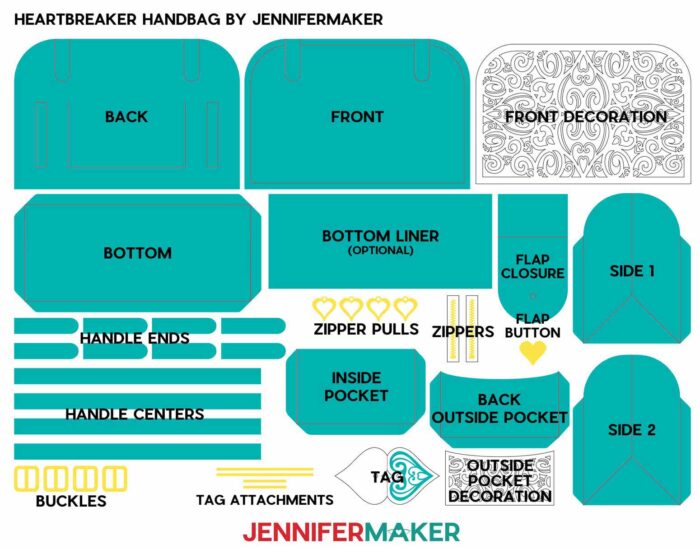 Paper Handbag "Heartbreaker" Purse Pieces with Labels
