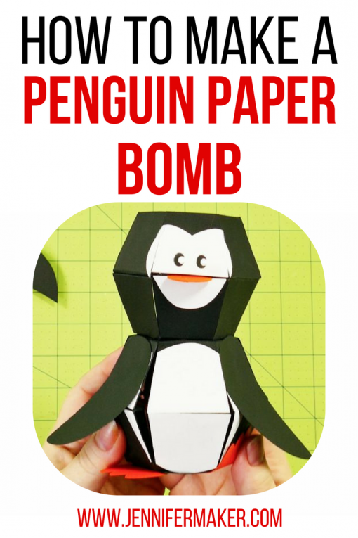 Amazing paper toy! Make this DIY penguin paper bomb papercraft. Includes a printable template and free SVG files!