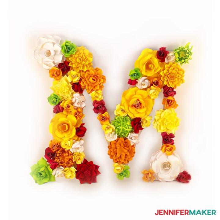 pretty paper flower letter on a white background