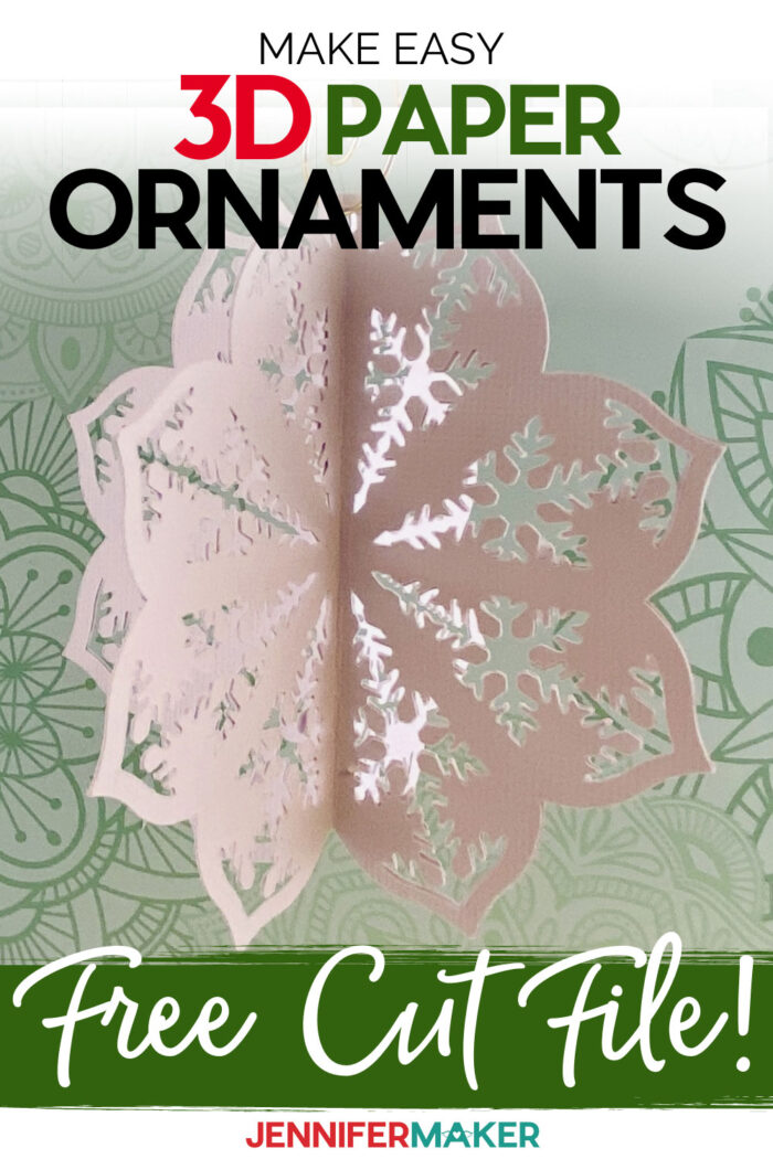 Make 3D Paper Cut Ornaments with Intricate Designs on a Cricut Joy, Explore or Maker with this free tutorial and SVG cut file