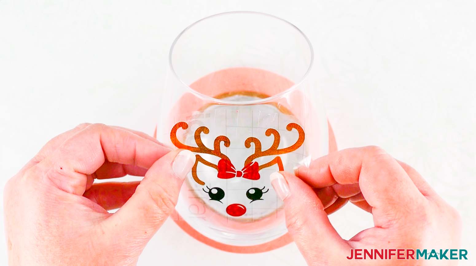 Applying reindeer to wine glass