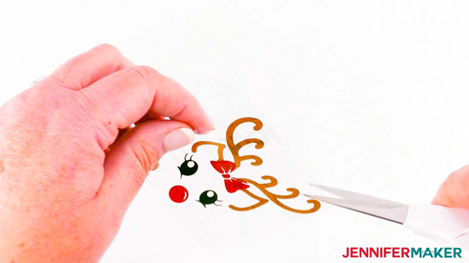 Cutting slits in transfer tape for reindeer