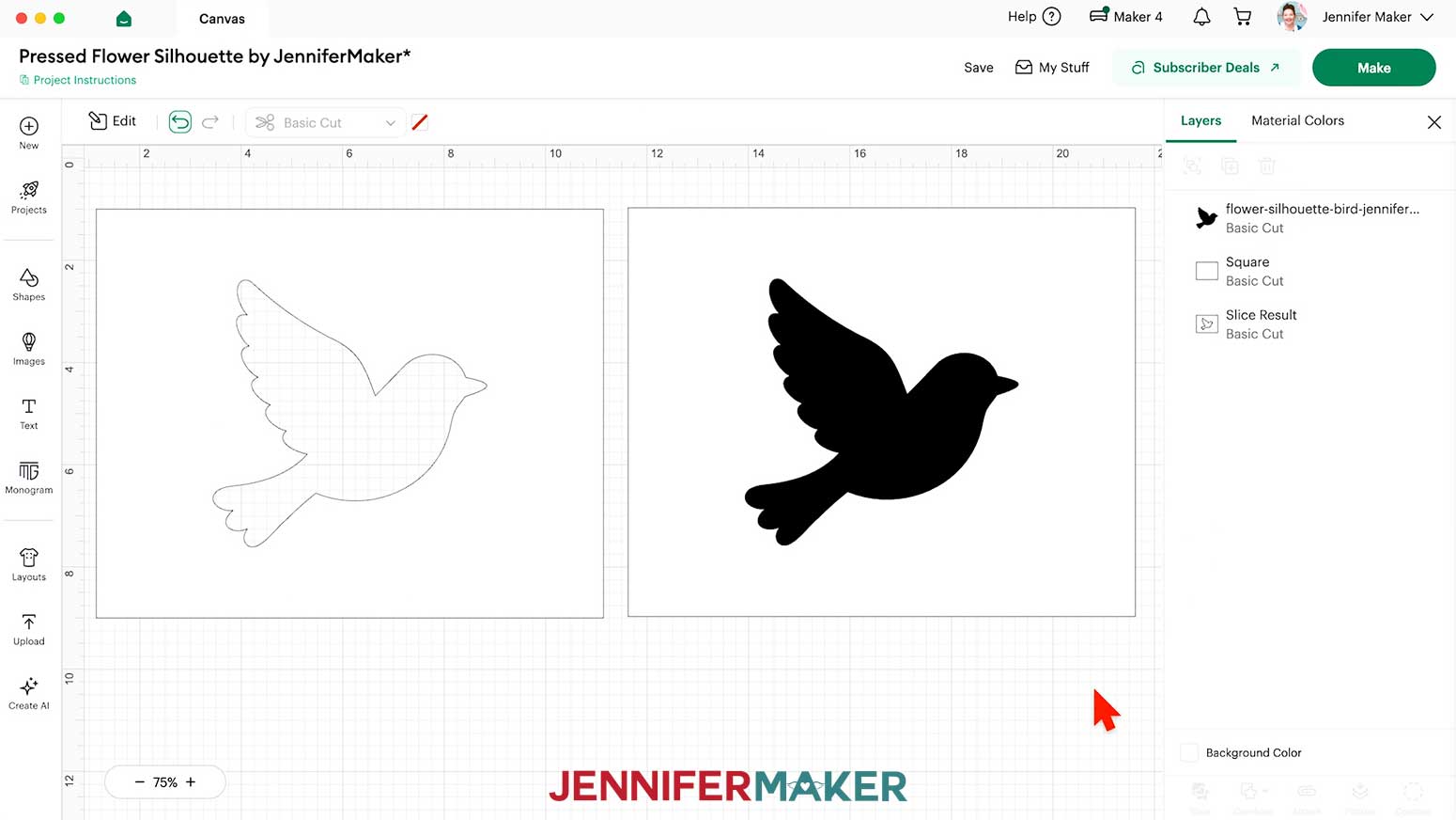 Keep the top slice result htat has the white rectangle with the bird cutout.