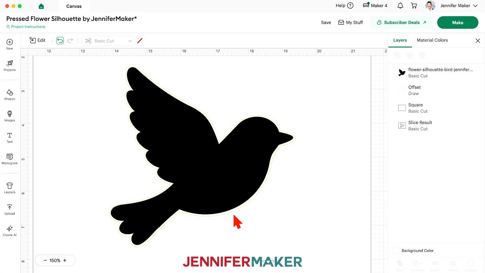 The offset is set around the original bird shape.