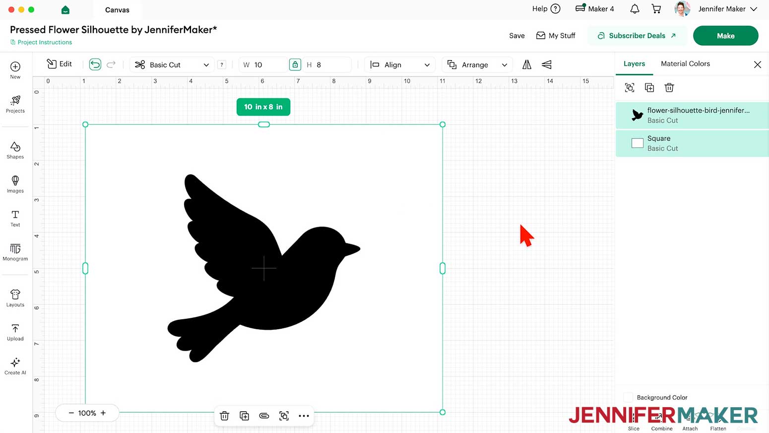Position the bird in the center of the rectangle.