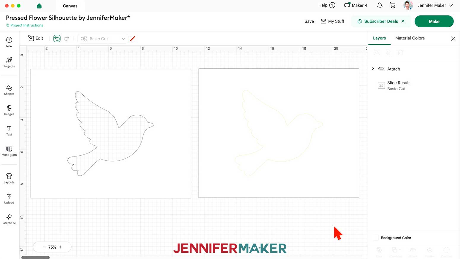 The two rectangles are ready to cut!