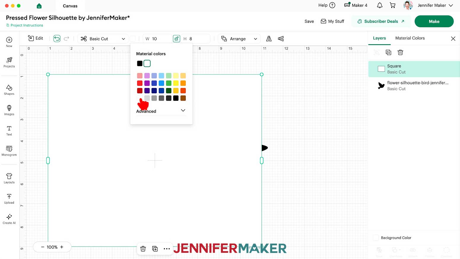 With the rectangle selected, click the color box and select white.