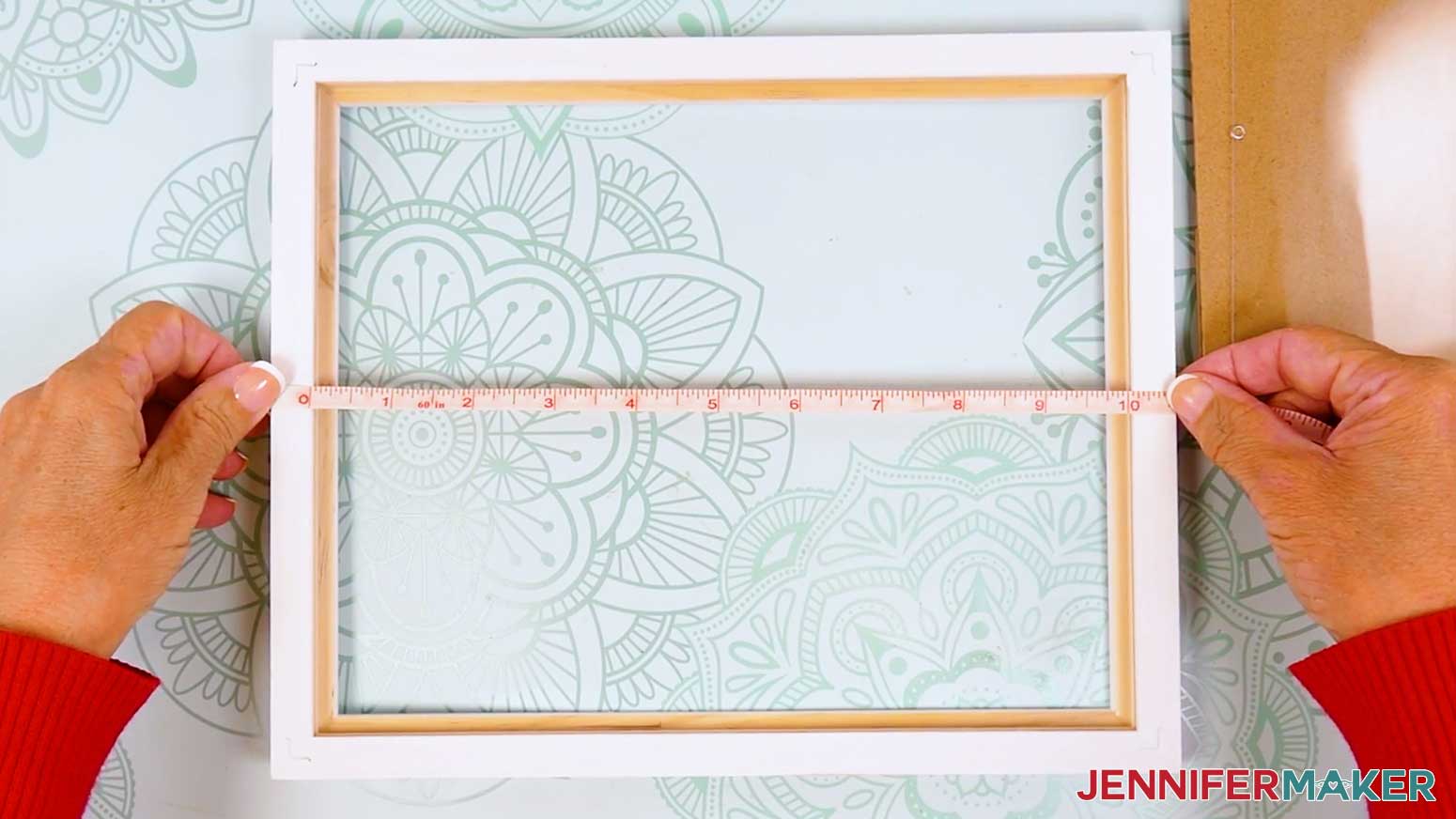 Use a soft measuring tape to meausure the frame opening.