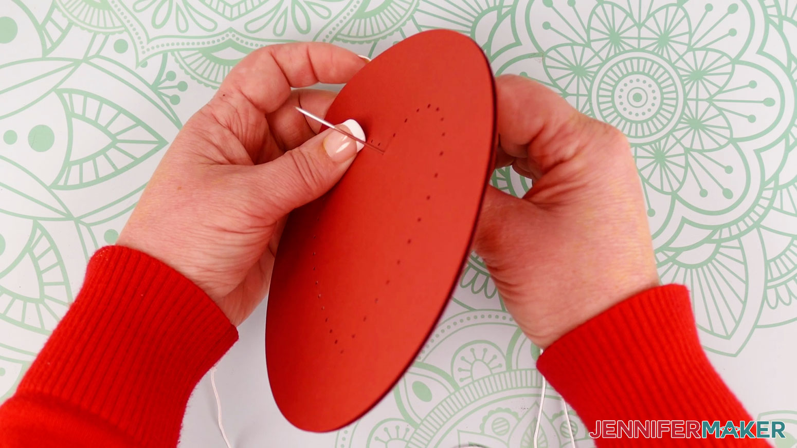 string art patterns threading embroidery needle through cardstock to create valentine's day heart shaped string art