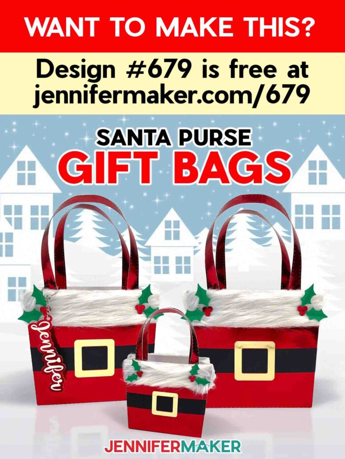 Santa Purse Gift Bags are number 679 in JenniferMaker's free design library.