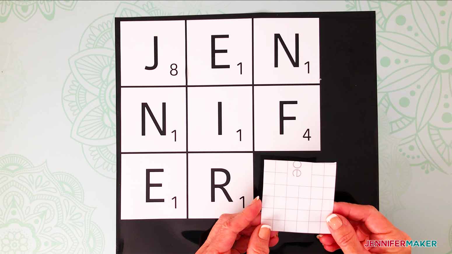 use a 3x3 piece of transfer tape for my scrabble wall art