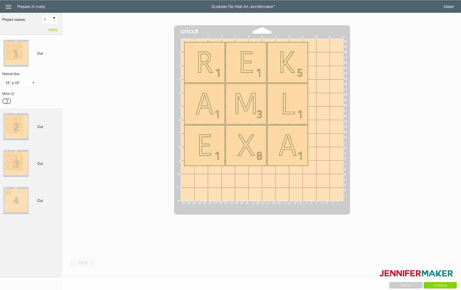 preview mat view of my scrabble wall art design