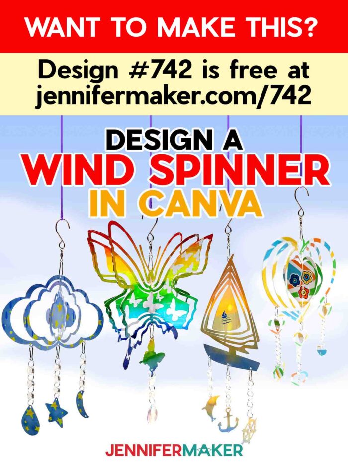 Want to make this? Design #742 is free at jennifermaker.com/742. Learn how to design a wind spinner in Canva with this tutorial by Jennifer Maker!