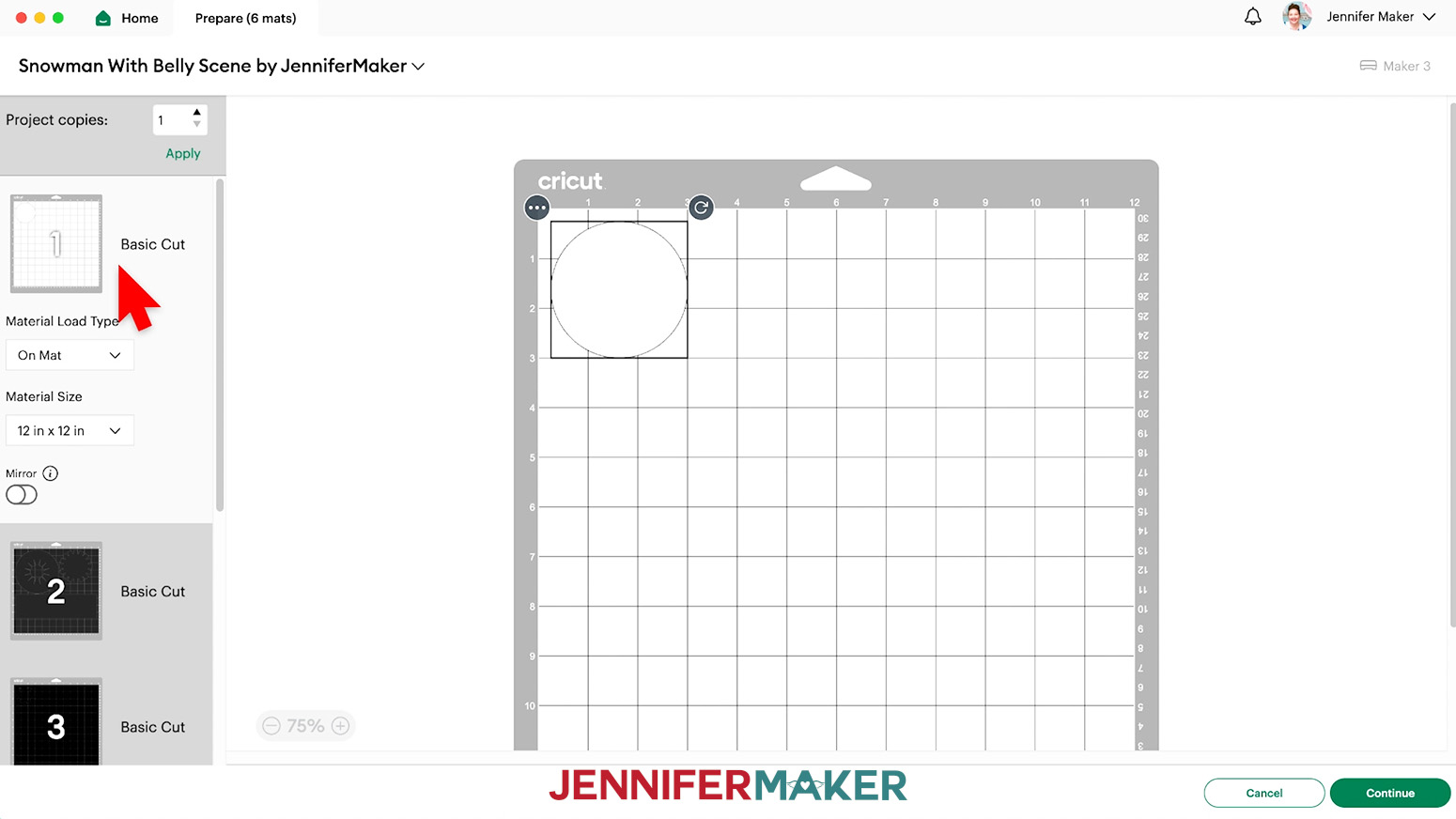 The white mat on the Prepare screen with the circle.