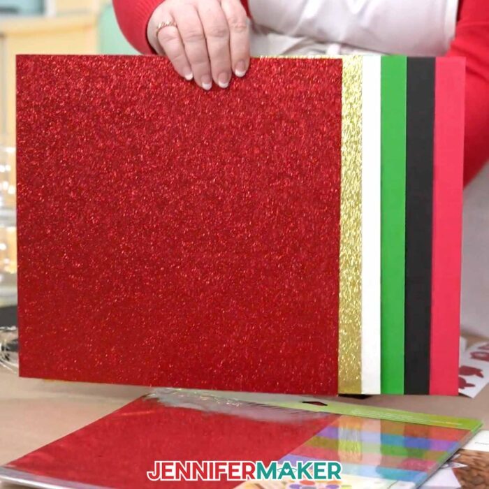 Jennifer shows the variety of cardstock used to create the accessories for a Snowman With Belly Scene