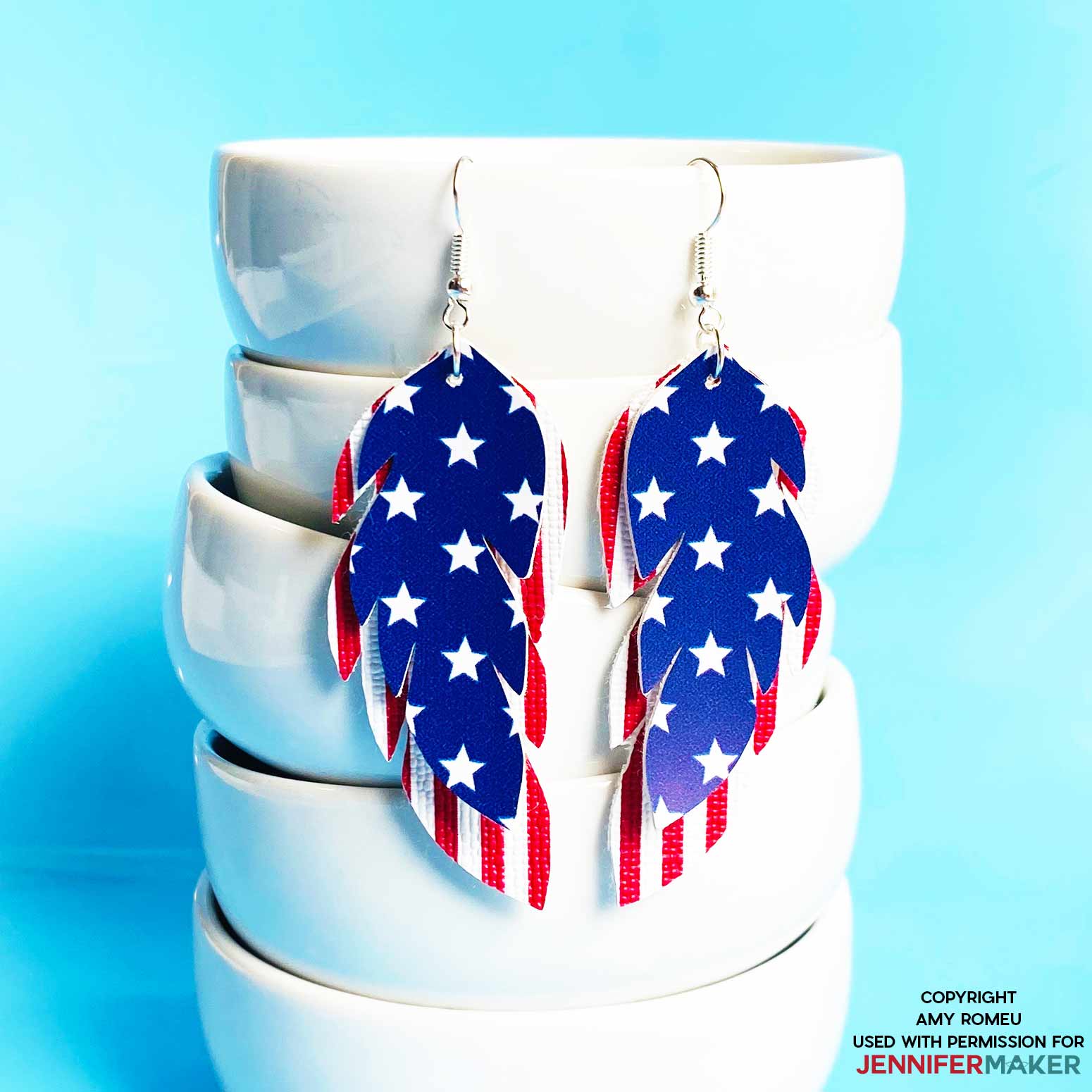 faux leather stars and stripe earrings by Amy Romeu