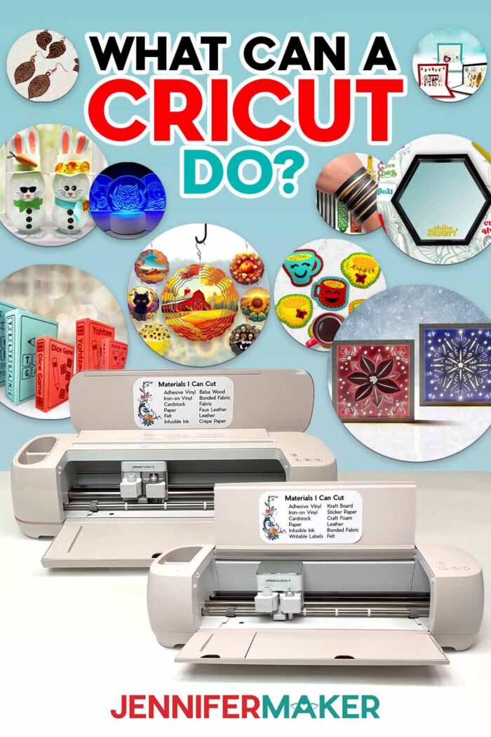 What Can A Cricut Do? 21 Fun Cricut Projects You Can Make Plus Material Labels. Learn how to make all this and more in JenniferMaker's Tutorial!