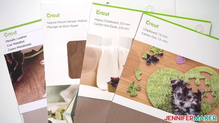 What Can a Cricut Do? Cut through the leather, wood veneer, heavy chipboard, and chipboard materials displayed here!