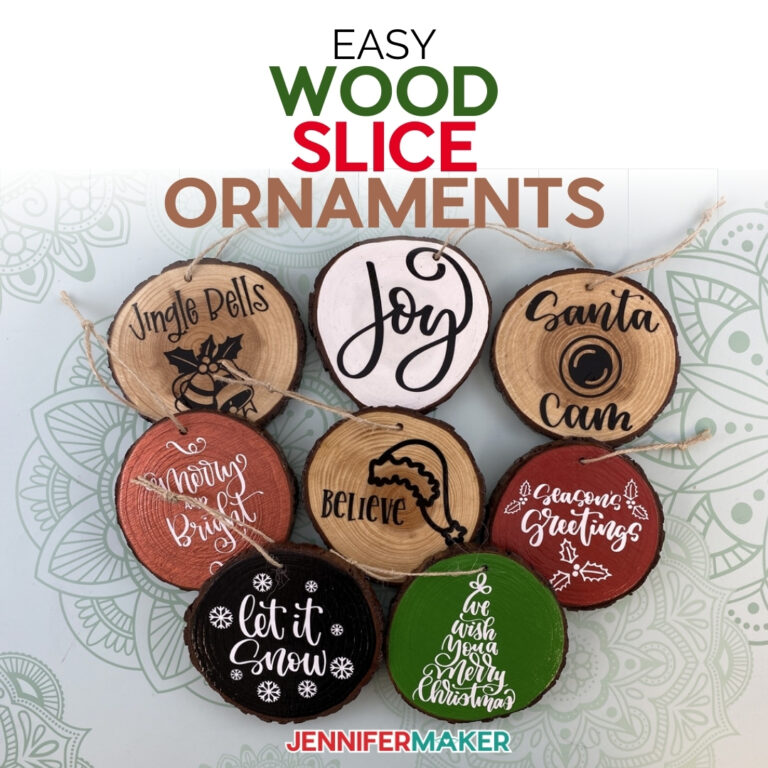 Wood Slice Ornaments with Festive Holiday Decals