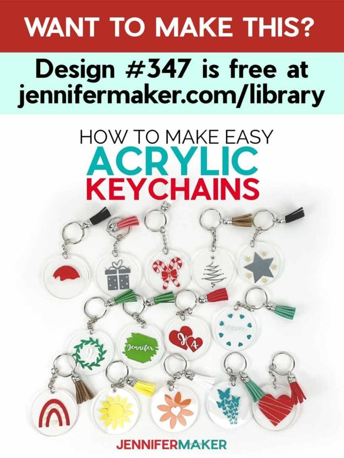 Get the free acrylic keychain tutorial and SVG in the free JenniferMaker Library