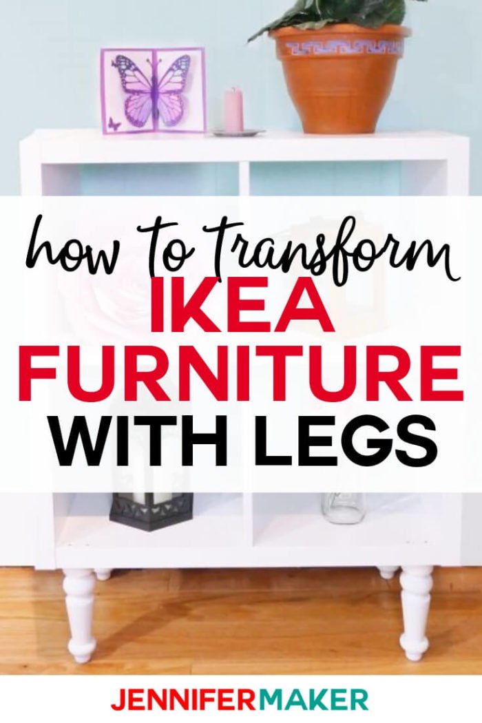 When you add furniture legs to IKEA shelves you transform your craft room or home with a custom piece of furniture. #diy #tutorial #craftroom