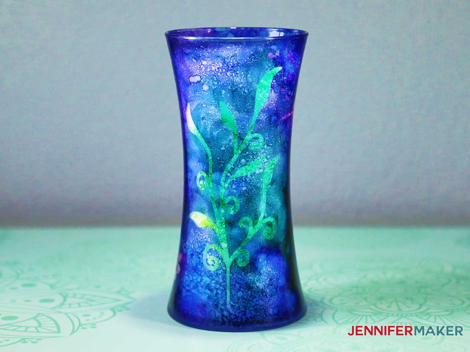 Alcohol Ink Glass Vase - Decorated with Stencils! - Jennifer Maker