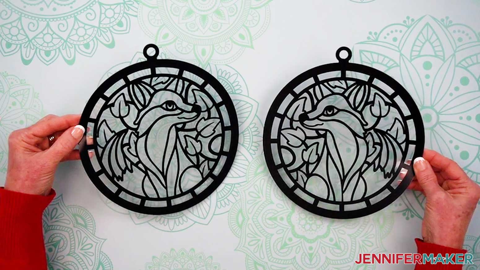 The two acetate and vinyl layers are ready to use for the Alcohol Ink Stained Glass design.