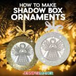 Learn how to make an angel shadow box ornament with Jennifer Maker's tutorial! Beautiful papercrafted angel shadowbox ornaments hang from a glowing Christmas tree.