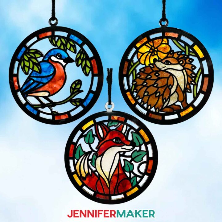 Three complete Alcohol Ink Stained Glass designs are displayed.