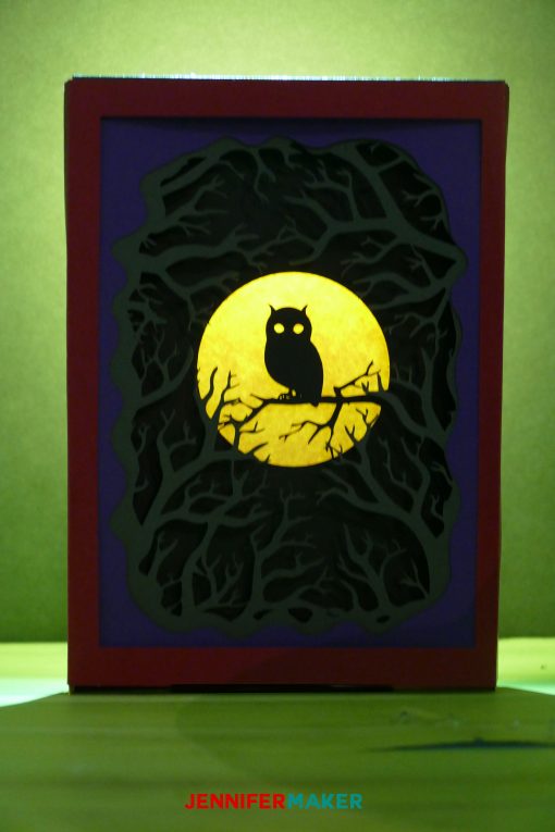 Owl Shad ow Box Card for Autumn | Free SVG DXF Cut File | Cricut Papercrafts