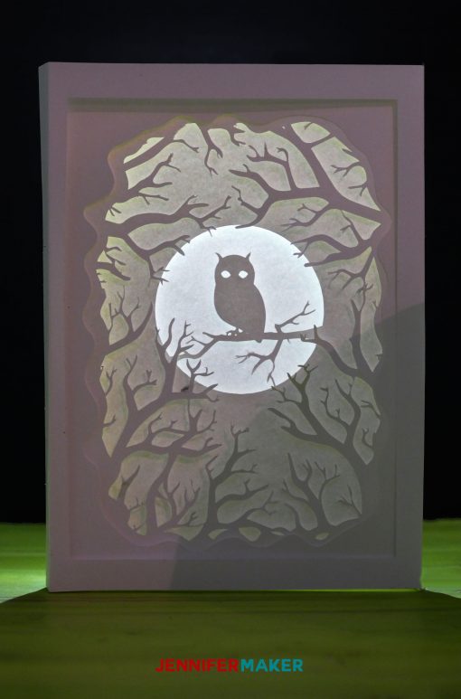 Owl Shad ow Box Card for Autumn | Free SVG DXF Cut File | Cricut Papercrafts