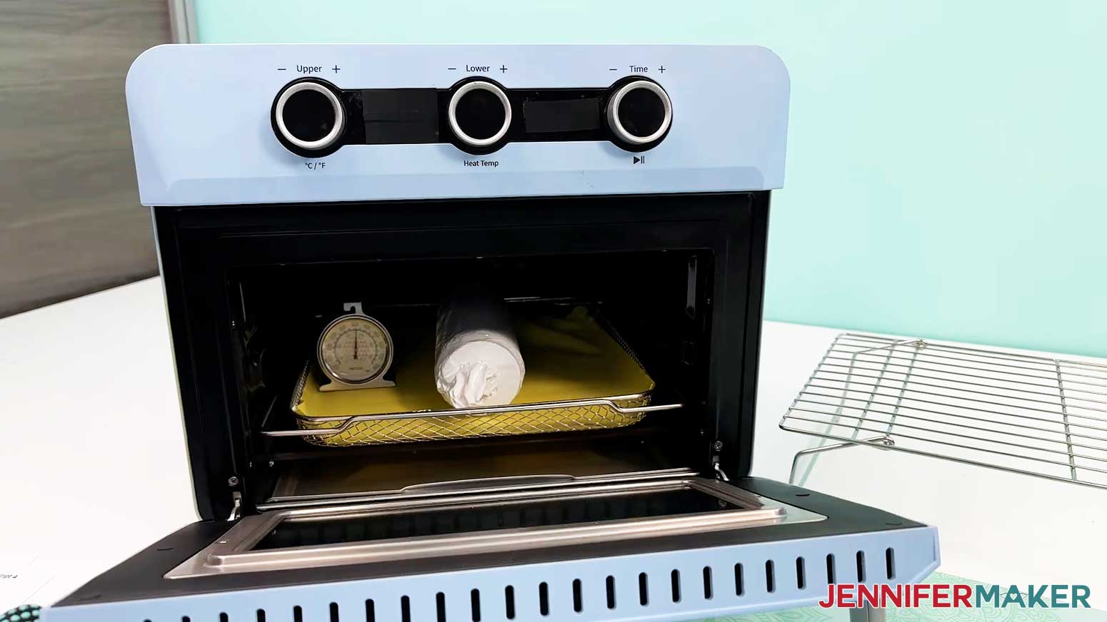 Tumbler placed on center rack of sublimation oven