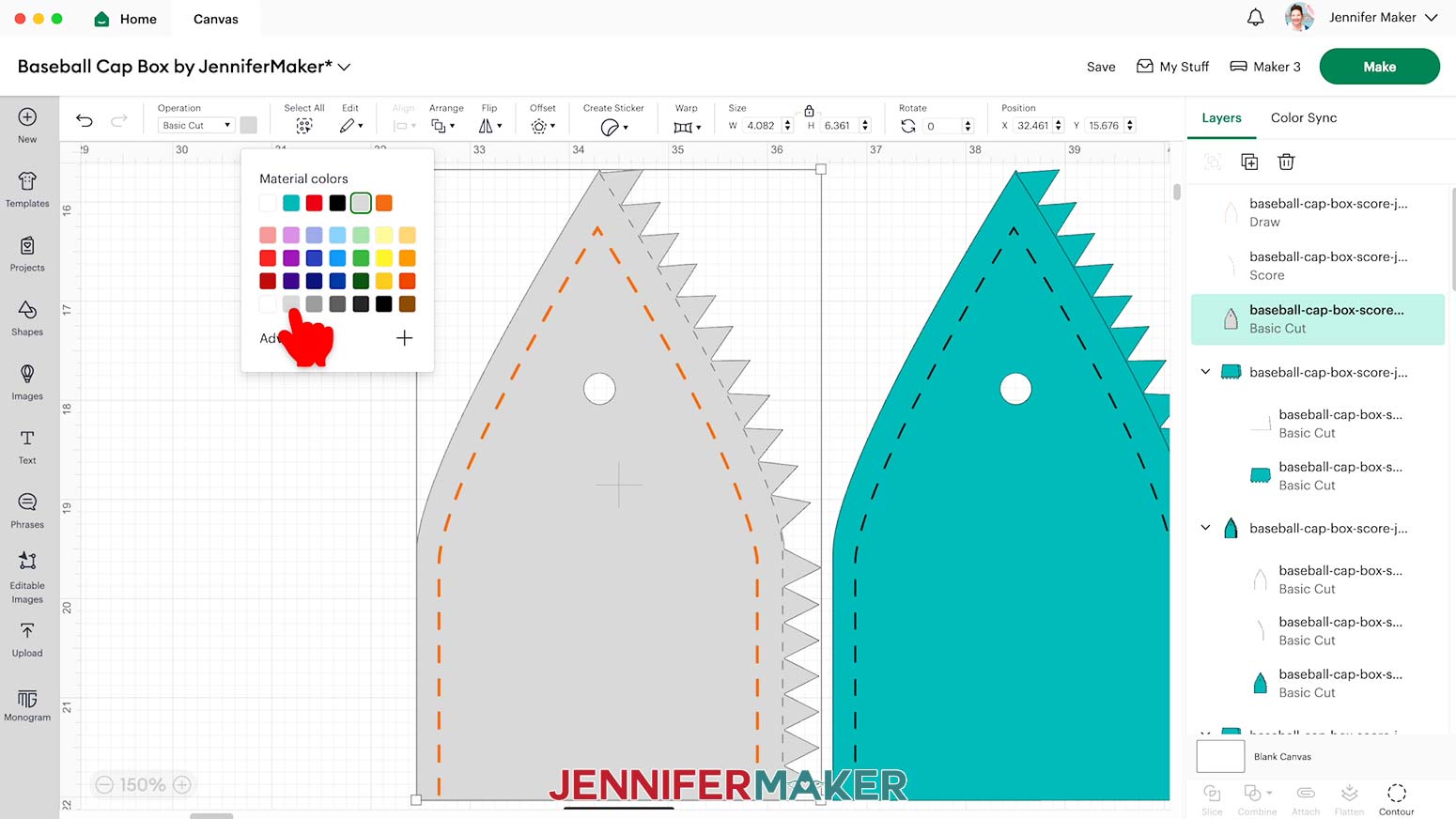 Select the dome base layer and click the color square to change the color.