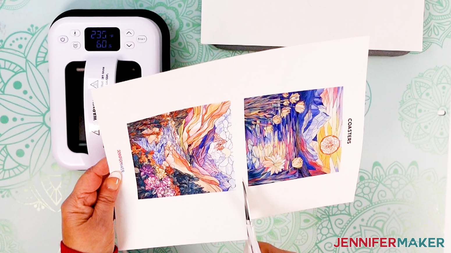 Trim the sublimation design with scissors leaving white space around it.