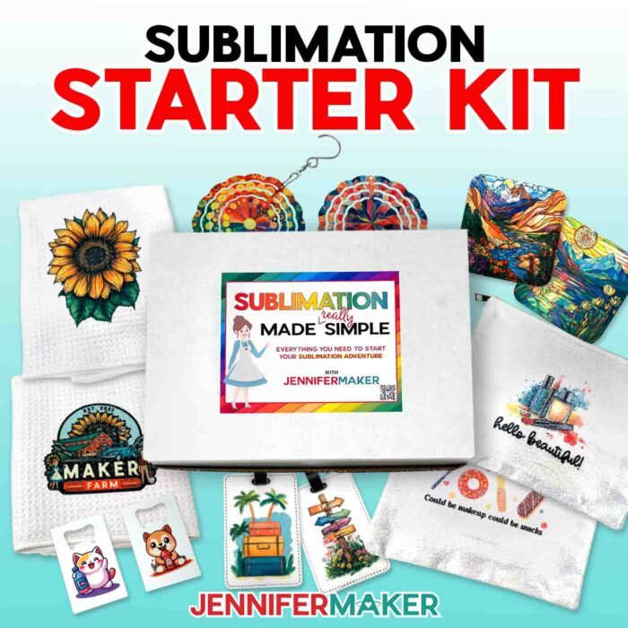 Make amazing projects with my Beginner Sublimation Kit! The kit and a collection of finished projects sits on display