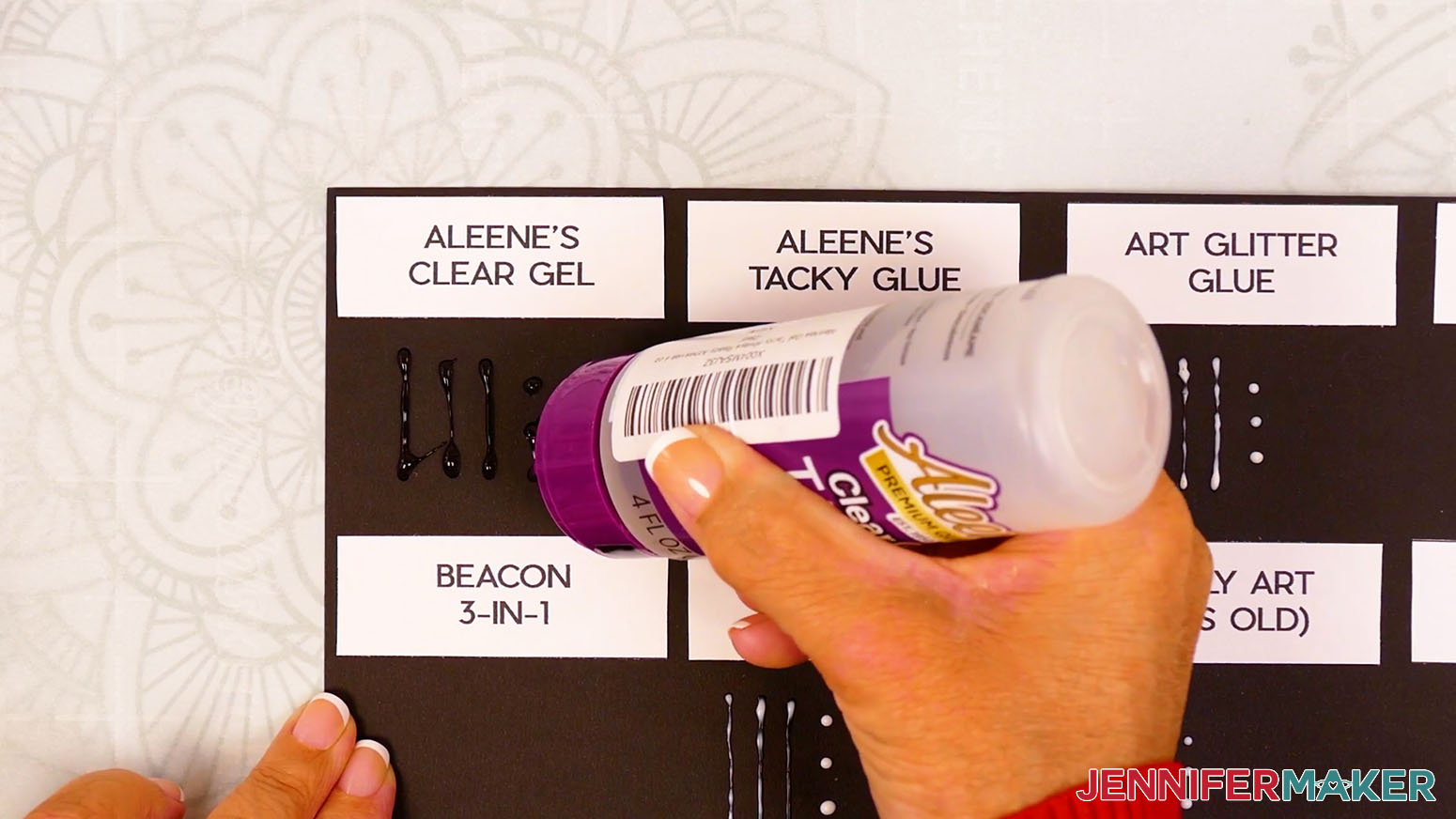 The Best Craft Glues Aleene's Clear Gel sample is tested for line width and ease of use.