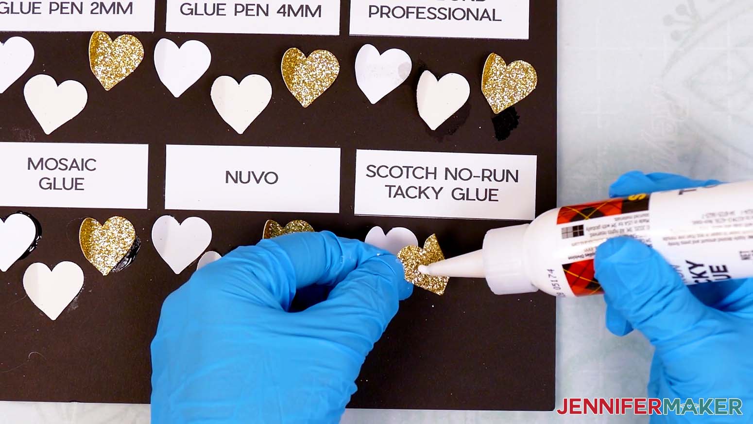 The best craft glues Tacky Glue sample holds well to glitter pieces.