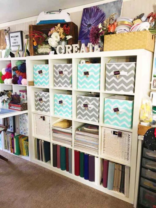 Kallax shelves make the best IKEA Craft Room Storage